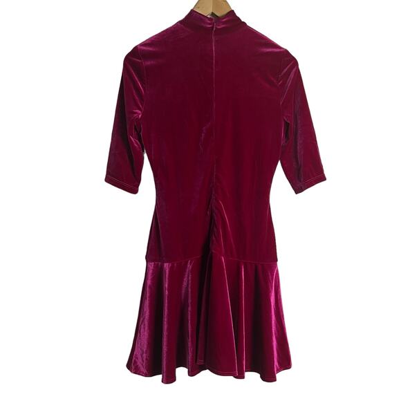 Black Halo Reeder Obsession Pink Velvet Mock Neck Mini Dress Size 4 - Picture 7 of 9